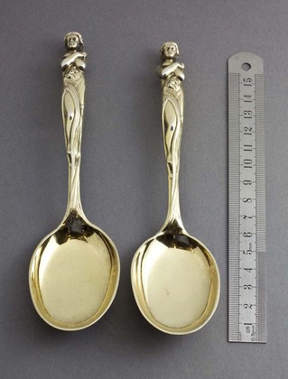 Victorian Silver Gilt Goddess Spoons (Pair) - Henry William Curry
